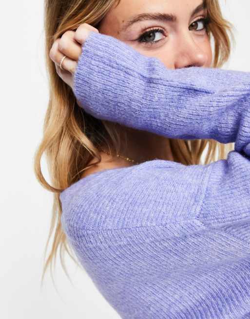 Vero Moda – Leichter Pullover in Flieder mit V-Ausschnitt, 3 von 4