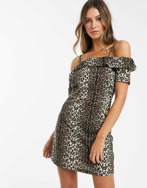 Leopard print bardot outlet dress