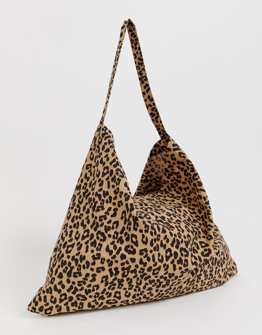 Vero Moda leopard print tote bag-Brown