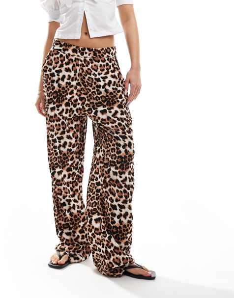 Vero Moda – Leopardmönstrade byxor med vida ben - view 1
