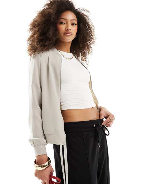 Vero Moda - Let bomber-jakke med lynlås foran i beige - view 1