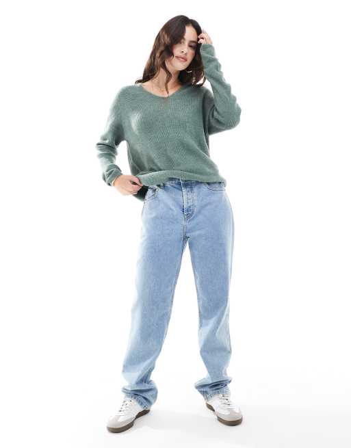 Vero Moda - Lichtgewicht Trui met V-hals trui in gemêleerd groen, 3 van 4