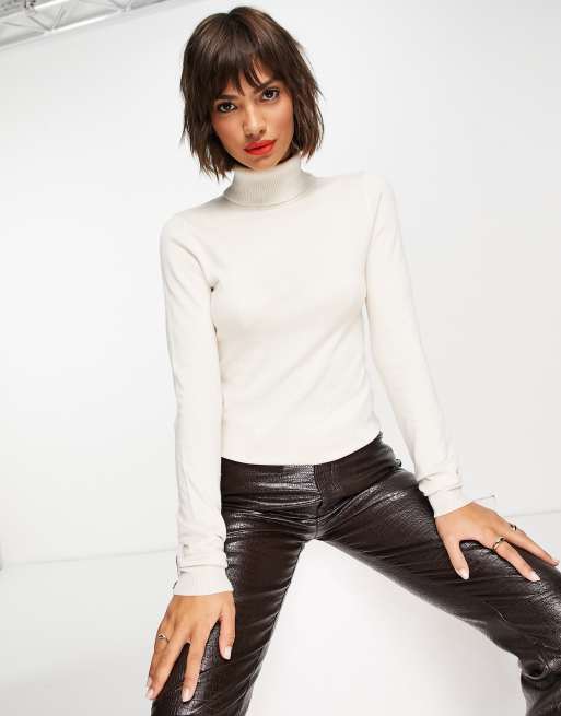 Vero Moda lightweight knit turtle neck top in cream