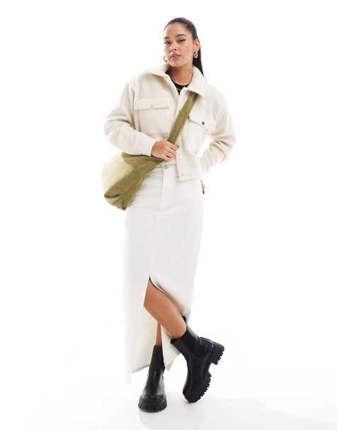 Vero Moda lightweight textured borg shacket in oatmeal - view 1