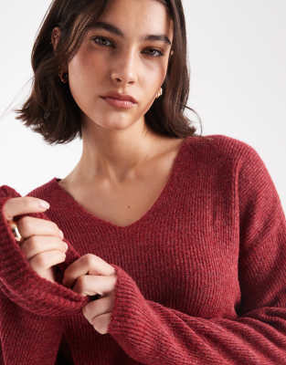 Vero Moda Lightweight V Neck Sweater In Brown