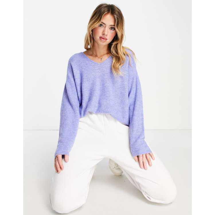 Easy Inspiration Lilac V-Neck Pullover Sweater