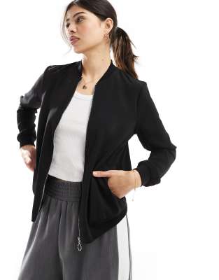 Vero Moda Lightweight Zip Front Bomber Jacket In Black