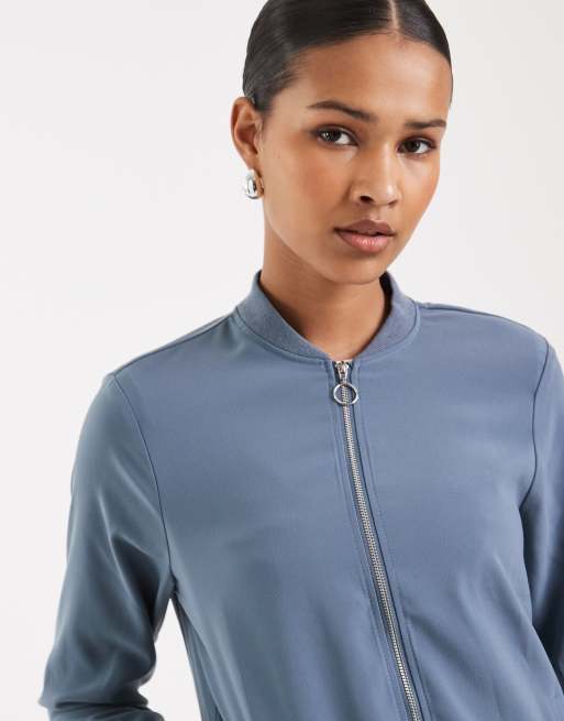 Vero Moda lightweight zip front bomber jacket in china blue, 4 of 4