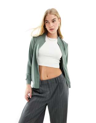 lightweight zip front bomber jacket in green