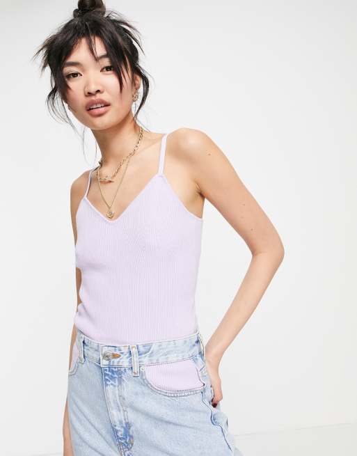 Vero Moda – Lila stickad body i bomullsmix - PURPLE