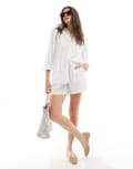 [Vero Moda] Vero Moda linen blend loose a line shorts in white (part of a set) S WHITE