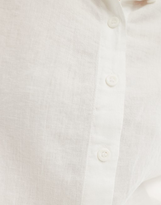 Vero Moda linen boxy short sleeved shirt in white (part of a set), 3 of 4