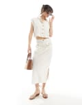 [Vero Moda] Vero Moda linen midi skirt in off white (part of a set) S Birch