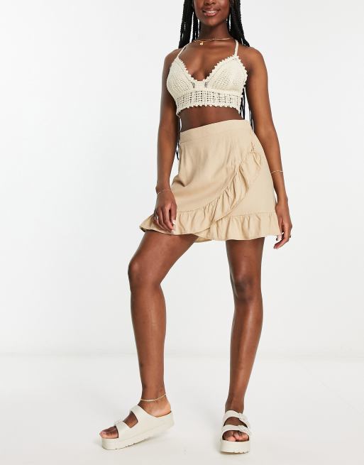 Jupe portefeuille beige clearance