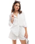 [Vero Moda] Vero Moda linen oversized shirt in white (part of a set) L WHITE