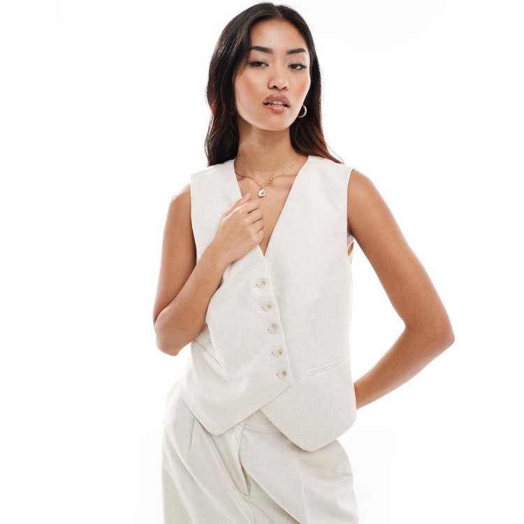 トップス i_am design layered vest beige 06201-
