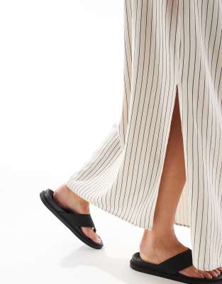 Vero Moda Linen Touch Maxi Skirt In Neutral
