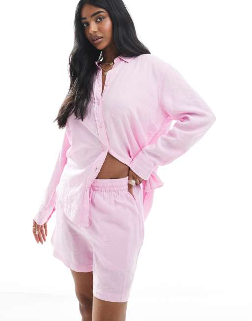 Vero Moda linen touch shorts in pink - part of a set, 3 of 5