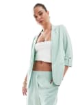 [Vero Moda] Vero Moda linen touch tailored blazer in sage green (part of a set) 42 Sage