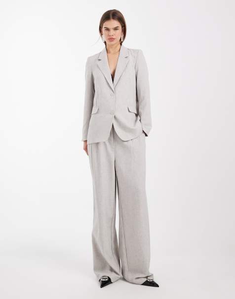 Vero Moda linen touch wide leg trouser co-ord in natural