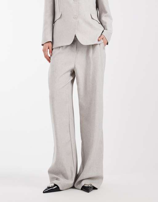 Vero Moda linen touch wide leg trouser co-ord in natural, 2 of 5