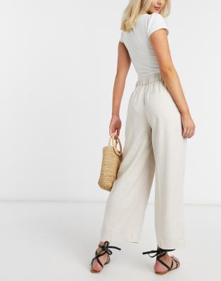 Vero Moda - Linnen cropped broek in crème | ASOS