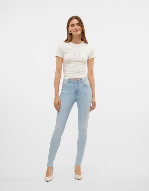 Vero Moda – Ljusblå jeans med smal passform