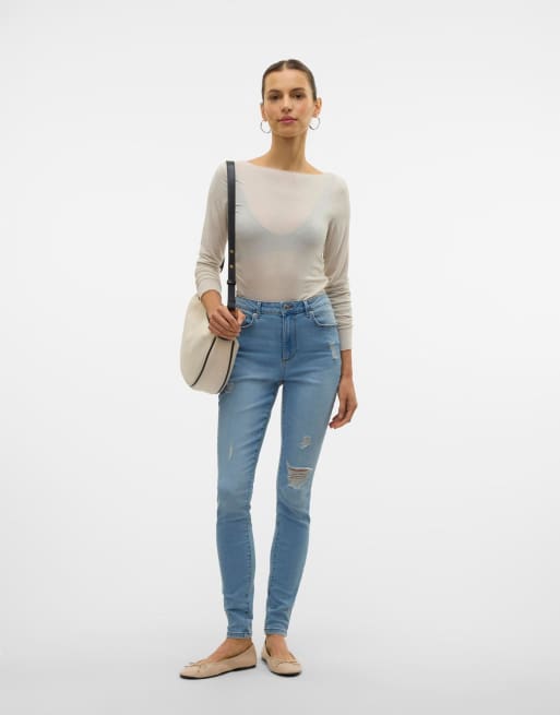 Vero Moda – Ljusblå jeans med smal passform