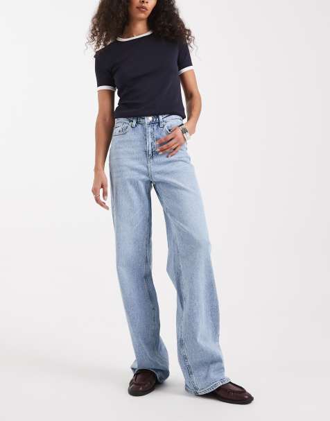 Vero Moda – Ljusblå, vida jeans med hög midja och tvättad finish - view 1