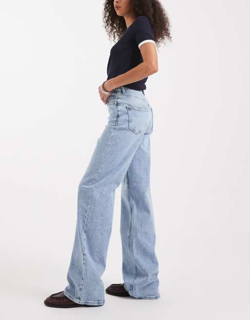 Vero Moda – Ljusblå, vida jeans med hög midja och tvättad finish, 3 av 5