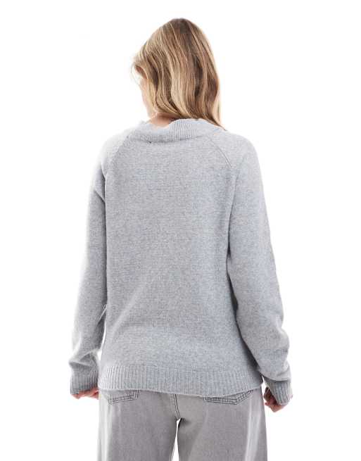 Vero Moda – Ljusgrå tröja med rund halsringning, 3 av 4