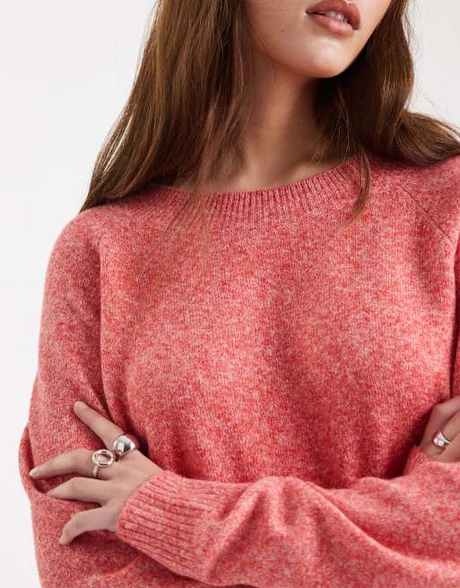 Vero Moda – Ljusröd, stickad tröja med rund halsringning, 3 av 4