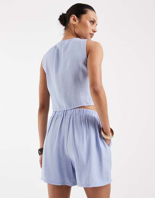 Vero Moda – Locker geschnittene Schlupfshorts in Brunnera-Blau, Kombiteil, 5 von 5