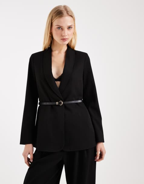Vero Moda – Locker geschnittener Blazer in Schwarz mit Gürtel, Kombiteil - view 1