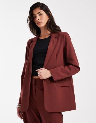 Vero Moda - Locker geschnittener, eleganter Blazer in Burgunderrot, Kombiteil
