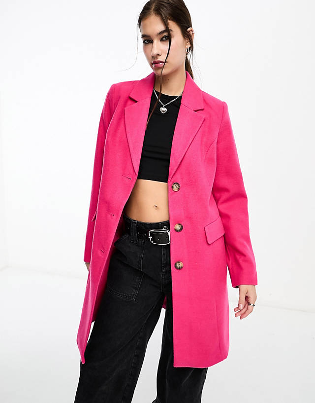 Vero Moda - long line tailored coat in hot pink