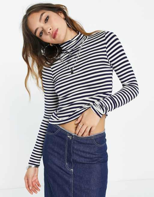 High neck stripe on sale top