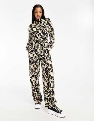 Vero Moda long sleeve jumpsuit in animal print Sale