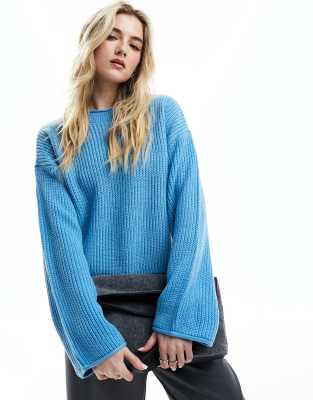 Vero Moda long sleeve mock neck jumper in blue