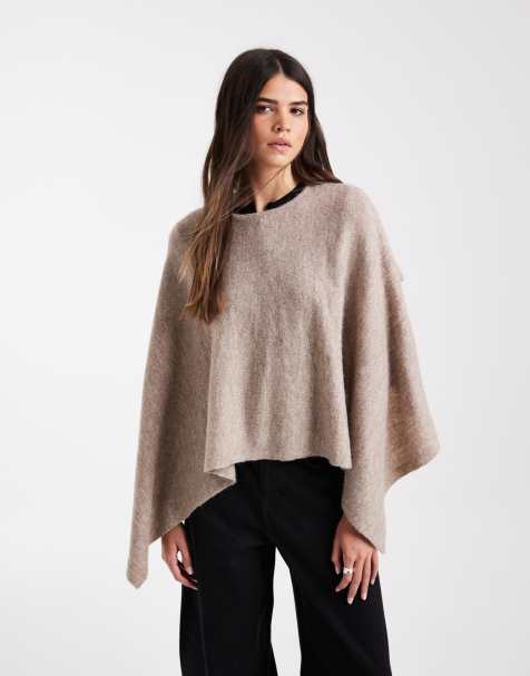 Vero Moda long sleeve o-neck cape in chocolate neutral - view 1