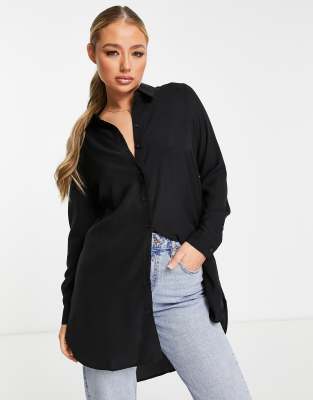 Vero Moda long sleeve oversized shirt in black