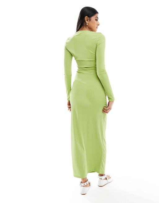 fitted lace wedding dress Green Long Sleeve Sweatshirt Mini Dress - All Dresses main image 1