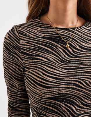 Vero Moda Long Sleeve Textured Jersey Top In Black