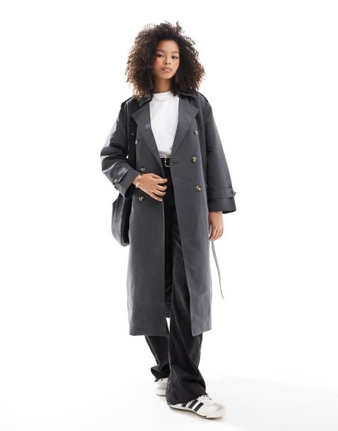 Vero Moda longline belted trench coat in asphalt grey - view 1