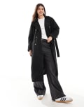 [Vero Moda] Vero Moda longline belted trench coat in black XL BLACK