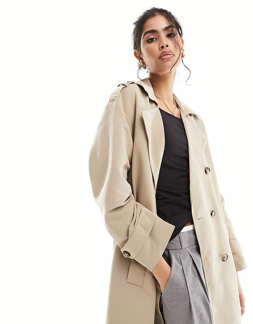 Vero Moda longline belted trench coat in stone | ASOS Vero Moda longline belted trench coat in stone | ASOS