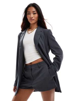 Vero Moda - Longline-Blazer in Grau zum Überziehen