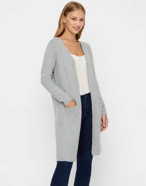Vero Moda longline cardigan in grey - view 1