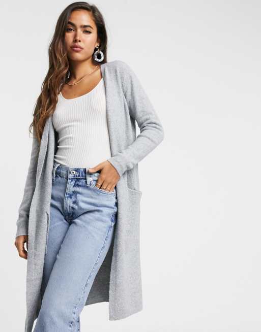 Long light grey cardigan hotsell