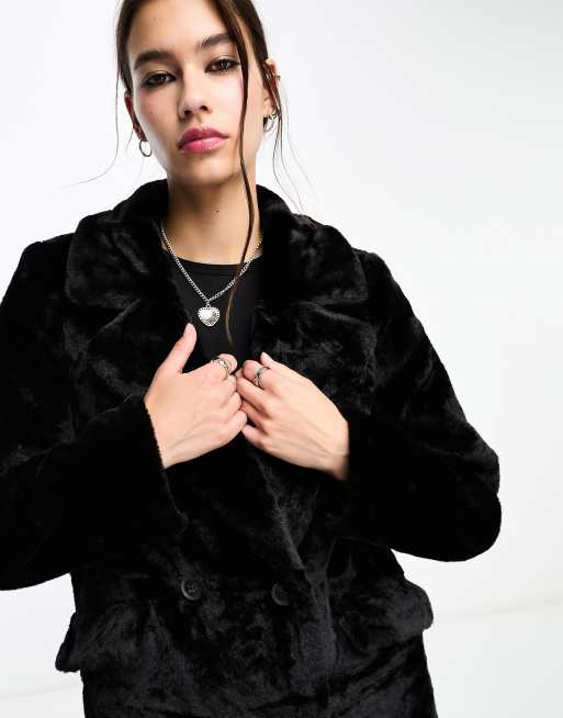 Vero moda faux 2025 fur coat black